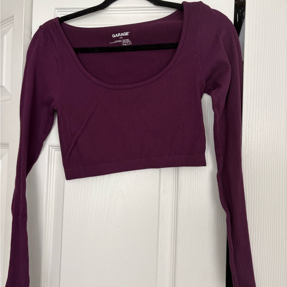 Garage Women's Deep Purple Ribbed Crop Top